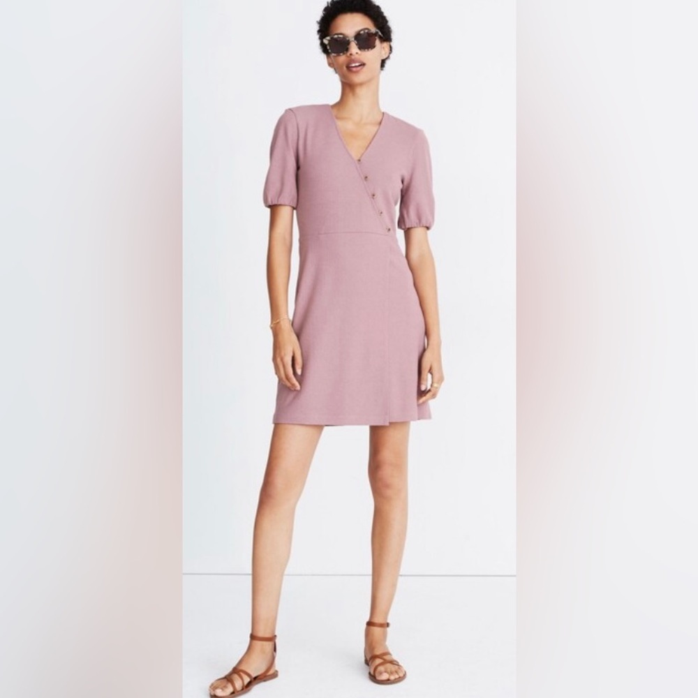 Madewell Cross-Front Button Dress In Lilac/Maeve‎